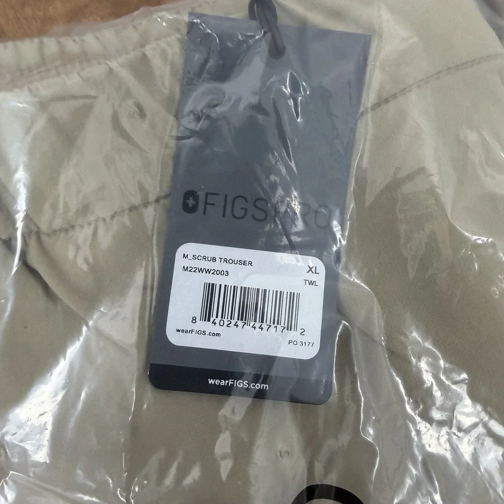 FIGSPRO XL Scrub Trouser Mens Khaki Stretch Medical FIGS Button Zip Nursing